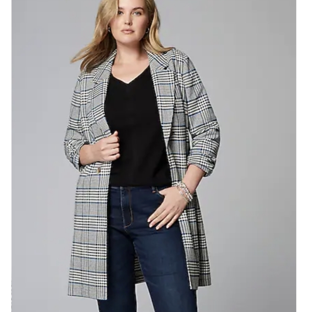 J. Jill Long Plaid Duster Plaid Jacket w Pockets Sz M Petite - Picture 4 of 15